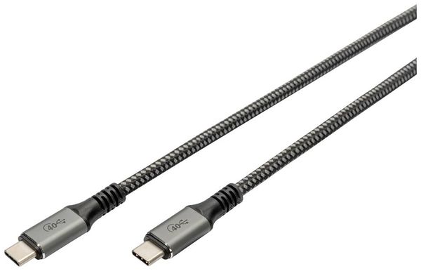 Digitus USB-C® Kabel USB4® USB-C® Stecker 1 m Schwarz Geflechtschirm, Geschirmt, reißfest, Rund, Ultra HD (8K) DB-300443