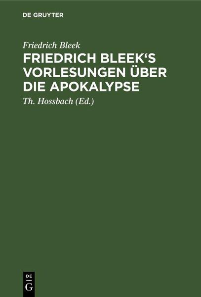 Produktbild: Friedrich Bleek's Vorlesungen &uuml;ber die Apokalypse