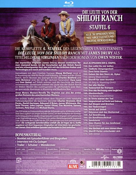Produktbild: Die Leute von der Shiloh Ranch - Staffel 6 (HD-Remastered) (Fernsehjuwelen) [6 BRs]