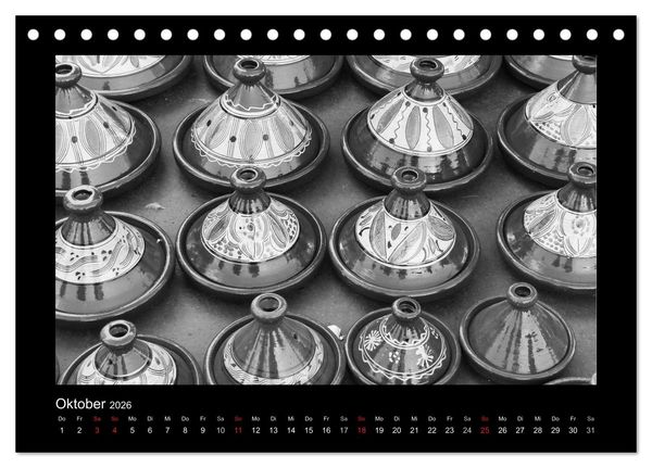 Produktbild: Marokko - Nostalgie in schwarz-weiss (Tischkalender 2026 DIN A5 quer), CALVENDO Monatskalender