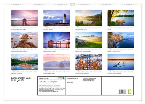 Produktbild: Landschaften vom Licht gek&uuml;&szlig;t (Wandkalender 2026 DIN A2 quer), CALVENDO Monatskalender
