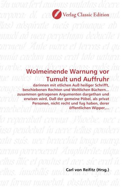 Produktbild: Wolmeinende Warnung vor Tumult und Auffruhr