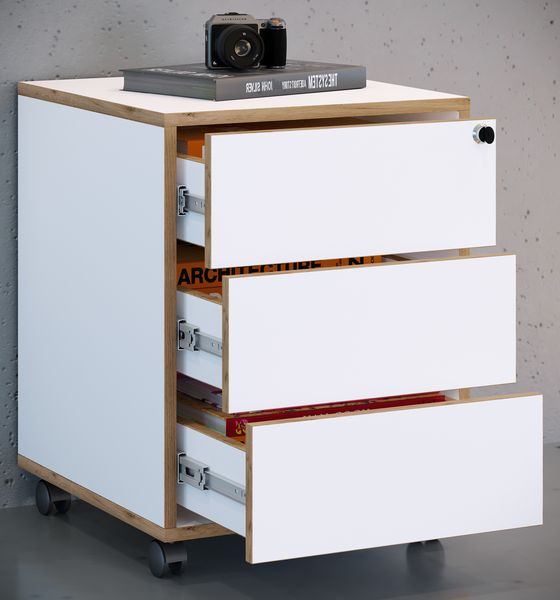 Produktbild: Holz Rollcontainer B&uuml;rocontainer Salia 3 Schublade