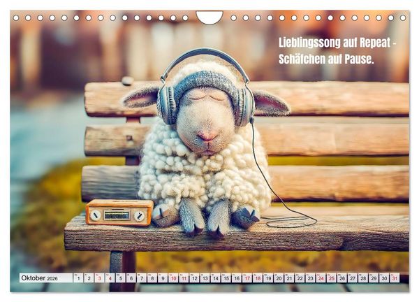 Produktbild: Schlaf gut, mein Schaf - Spruchkalender mit lustigen Schaf-Bildern (Wandkalender 2026 DIN A4 quer), CALVENDO Monatskalender