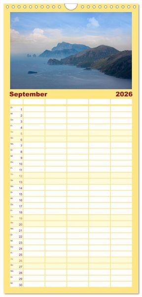 Produktbild: Familienplaner 2026 - Amalfik&uuml;ste und Capri mit 5 Spalten (Wandkalender, 21 x 45 cm) CALVENDO