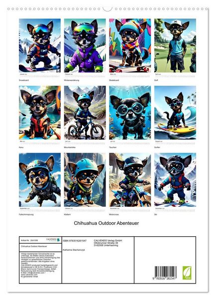 Produktbild: Chihuahua Outdoor Abenteuer (hochwertiger Premium Wandkalender 2026 DIN A2 hoch), Kunstdruck in Hochglanz