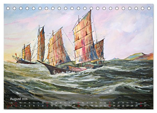 Produktbild: Segel am Horizont - Marinemaler Alfred Jahnke (Tischkalender 2026 DIN A5 quer), CALVENDO Monatskalender