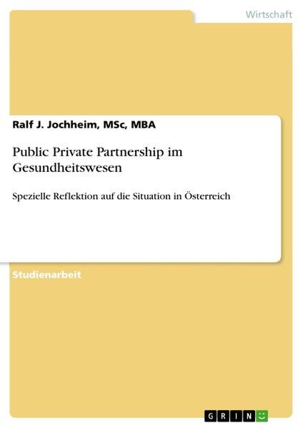 Produktbild: Public Private Partnership im Gesundheitswesen