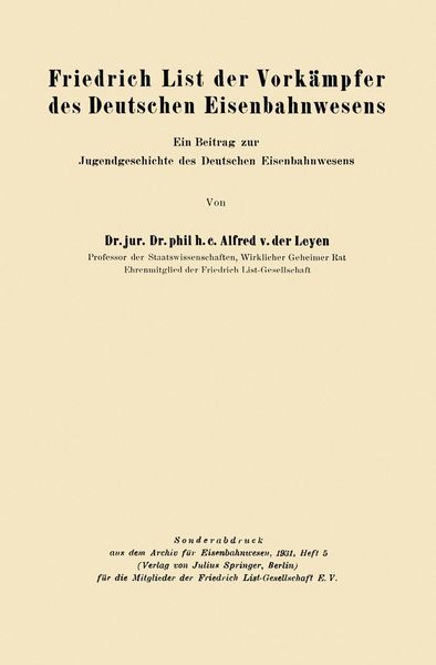 Produktbild: Friedrich List der Vork&auml;mpfer des Deutschen Eisenbahnwesens