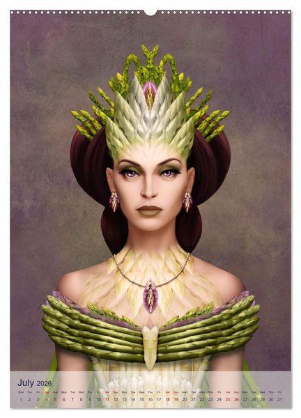 Produktbild: Food Fashion - surreal women's portraits with fruit and vegetable (High Quality Premium Wall Calendar 2026 DIN A2 portrait),CALVENDO 12 Month Wall Calendar