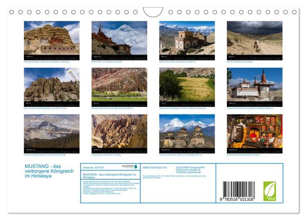 Produktbild: MUSTANG - das verborgene K&ouml;nigreich im Himalaya (Wandkalender 2026 DIN A4 quer), CALVENDO Monatskalender