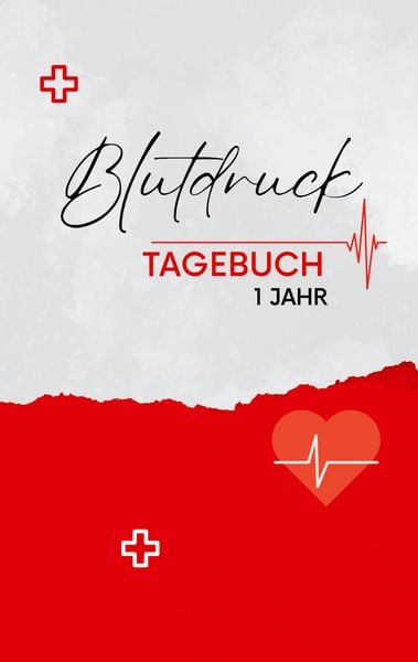 Produktbild: Blutdruck Tagebuch- 1 Jahr- Einfacher Blutdruckpass zum Eintragen der t&auml;glichen Messwerte.