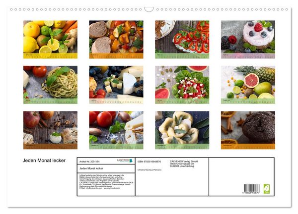 Produktbild: Jeden Monat lecker (Wandkalender 2026 DIN A2 quer), CALVENDO Monatskalender
