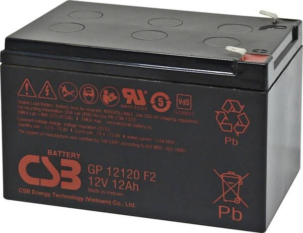 CSB Battery GP 12120 Standby USV GP12120F2 Bleiakku 12V 12Ah Blei-Vlies (AGM) (B x H x T) 151 x 100 x 98mm Flachstecker 
