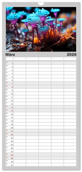 Produktbild: Familienplaner 2026 - Wunderwelt Mikrokosmos mit 5 Spalten (Wandkalender, 21 x 45 cm) CALVENDO