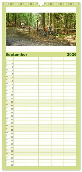 Produktbild: Familienplaner 2026 - Biken - Impressionen von Rolf Dietz mit 5 Spalten (Wandkalender, 21 x 45 cm) CALVENDO