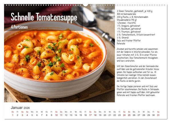 Produktbild: Fleischlos gl&uuml;cklich - 12 Foodfotos mit leckeren Rezepten (hochwertiger Premium Wandkalender 2026 DIN A2 quer), Kunstdruck in Hochglanz