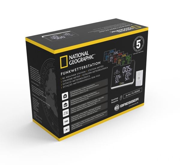 Produktbild: Bresser 15568 - NATIONAL GEOGRAPHIC Multi-Colour-Funkwetterstation mit wechselndem Farbdisplay