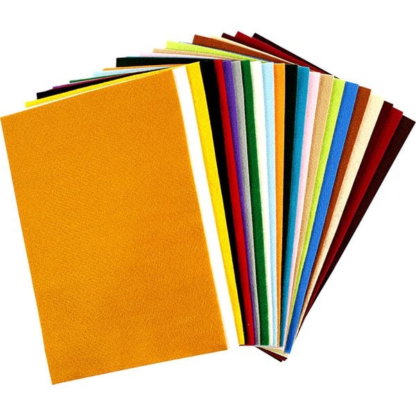 Creativ Company Bastelfilz, Größe 20x30 cm, Dicke 1,5 mm, 180-200 g, Sortierte Farben, 24 Blatt, sortiert