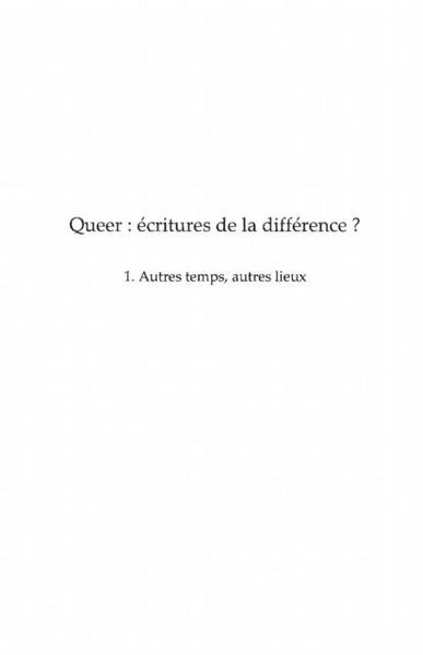 Produktbild: Queer volume 1 - ecritures de la difference - autres temps,