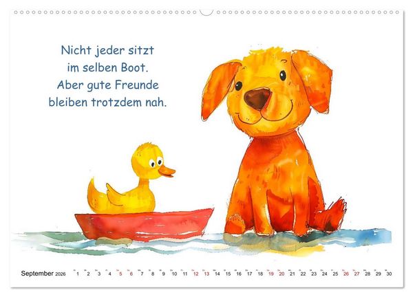 Produktbild: Vier Pfoten, viele Spr&uuml;che - Lustige Weisheiten mit Hund (Wandkalender 2026 DIN A2 quer), CALVENDO Monatskalender