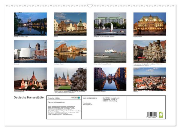 Produktbild: Deutsche Hansest&auml;dte (Wandkalender 2026 DIN A2 quer), CALVENDO Monatskalender