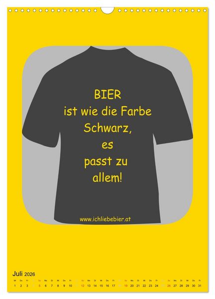 Produktbild: Ich liebe Bier (Wandkalender 2026 DIN A3 hoch), CALVENDO Monatskalender