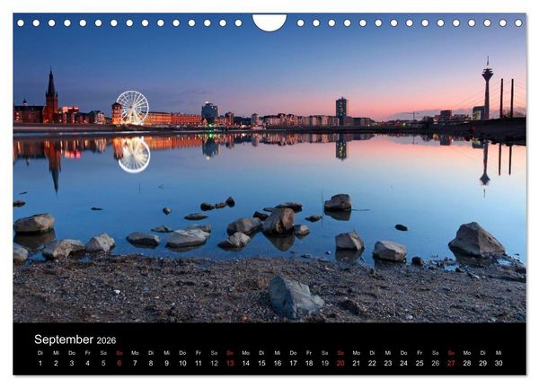 Produktbild: D&uuml;sseldorf Abendstimmungen und Nachtansichten (Wandkalender 2026 DIN A4 quer), CALVENDO Monatskalender