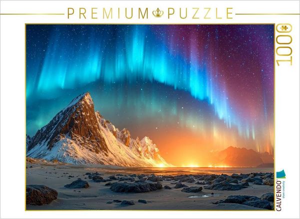 Produktbild: CALVENDO Puzzle Wo Himmel und Erde im Polarlicht verschmelzen | 1000 Teile Lege-Gr&ouml;&szlig;e 64x48cm Foto-Puzzle f&uuml;r gl&uuml;ckliche Stunden