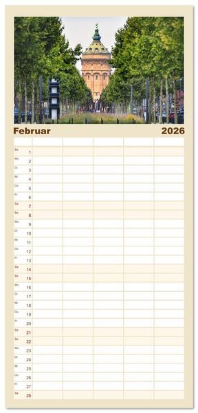 Produktbild: Familienplaner 2026 - Mannheim, meine Stadt mit 5 Spalten (Wandkalender, 21 x 45 cm) CALVENDO