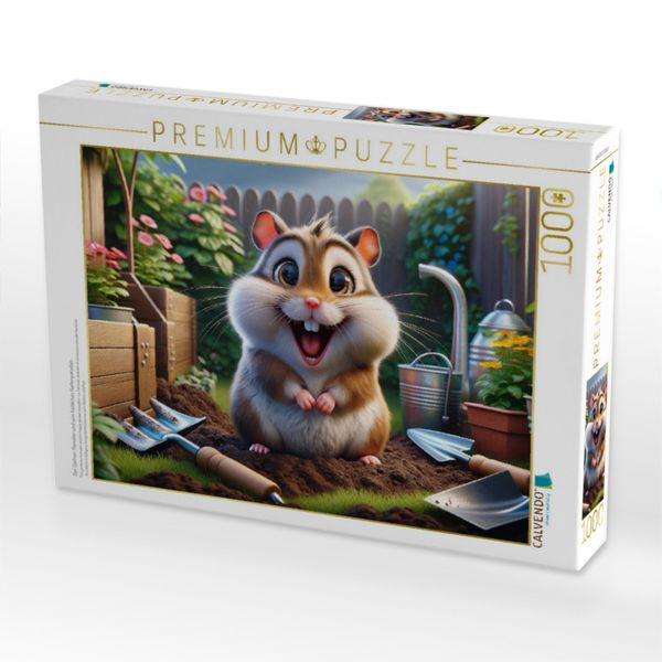 Produktbild: CALVENDO Puzzle Der G&auml;rtner-Hamster und sein fr&ouml;hliches Gartenparadies | 1000 Teile Lege-Gr&ouml;&szlig;e 64x48cm Foto-Puzzle f&uuml;r gl&uuml;ckliche Stunden