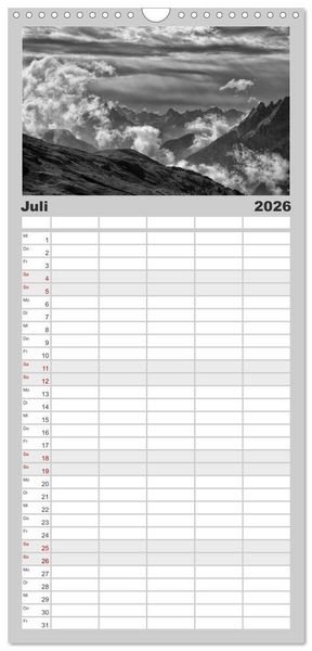 Produktbild: Familienplaner 2026 - Bergsucht 2026 mit 5 Spalten (Wandkalender, 21 x 45 cm) CALVENDO