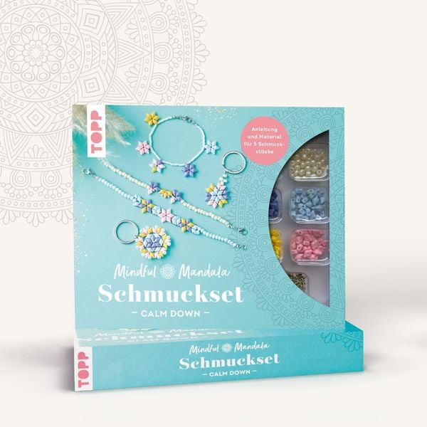 Produktbild: Mindful Mandala - Schmuckset Calm down. Mit Anleitung und Material f&uuml;r 5 Schmuckst&uuml;cke