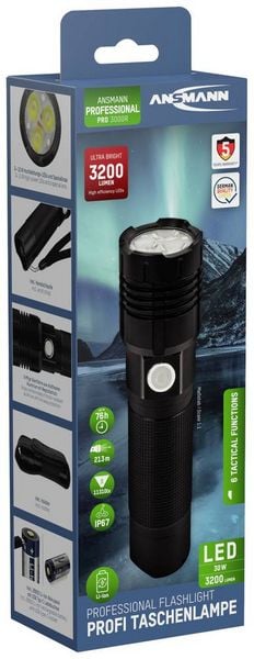 Produktbild: Ansmann Pro 3000 R LED Taschenlampe akkubetrieben 1400lm 76h 326g