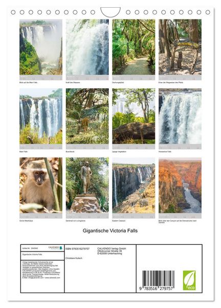 Produktbild: Gigantische Victoria Falls (Wandkalender 2026 DIN A4 hoch), CALVENDO Monatskalender