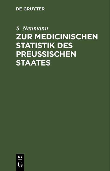 Produktbild: Zur medicinischen Statistik des preussischen Staates