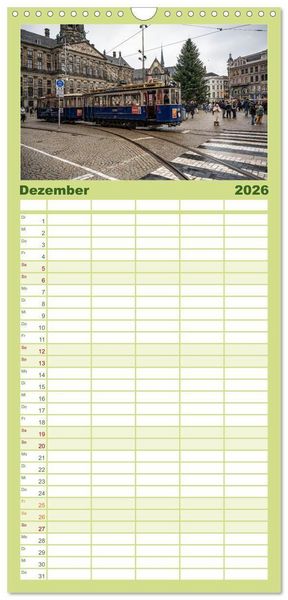 Produktbild: Familienplaner 2026 - Stra&szlig;enbahnklassiker auf Schienen mit 5 Spalten (Wandkalender, 21 x 45 cm) CALVENDO