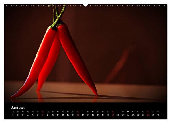 Produktbild: Hot Chili K&uuml;chen Kalender (hochwertiger Premium Wandkalender 2026 DIN A2 quer), Kunstdruck in Hochglanz