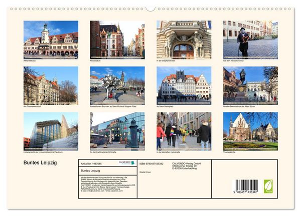 Produktbild: Buntes Leipzig (hochwertiger Premium Wandkalender 2026 DIN A2 quer), Kunstdruck in Hochglanz