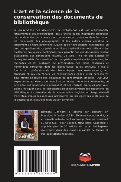 Produktbild: L'art et la science de la conservation des documents de biblioth&egrave;que