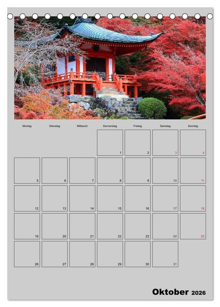 Produktbild: Wundervolles Japan (Tischkalender 2026 DIN A5 hoch), CALVENDO Monatskalender