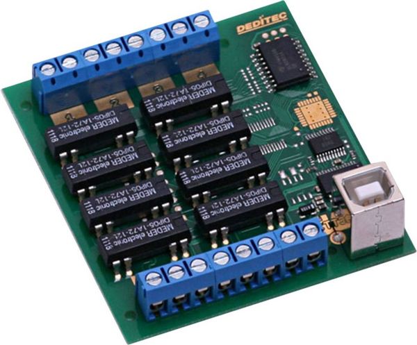 Produktbild: Deditec USB-RELAIS-8_A USB-RELAIS-8_A Ausgangsmodul USB Anzahl Relais-Ausg&auml;nge: 8
