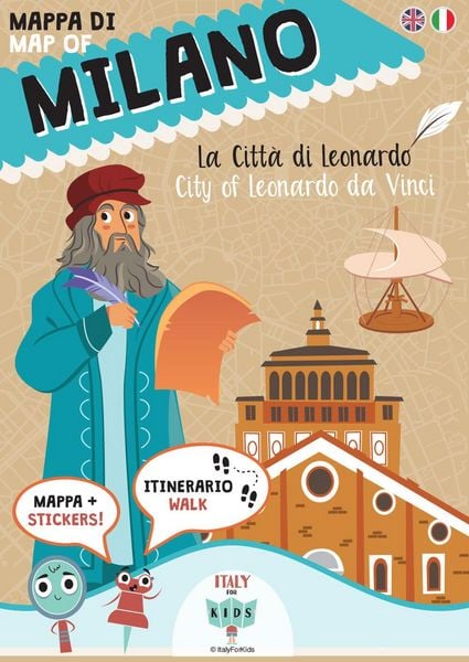 Produktbild: Mappa di Milano. La citt&agrave; di Leonardo. Ediz. italiana e inglese. Con adesivi