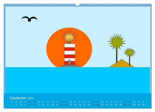 Produktbild: Leuchtturm im Meer (hochwertiger Premium Wandkalender 2026 DIN A2 quer), Kunstdruck in Hochglanz