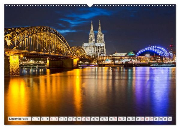Produktbild: K&Ouml;LNER LICHTERZAUBER (hochwertiger Premium Wandkalender 2026 DIN A2 quer), Kunstdruck in Hochglanz