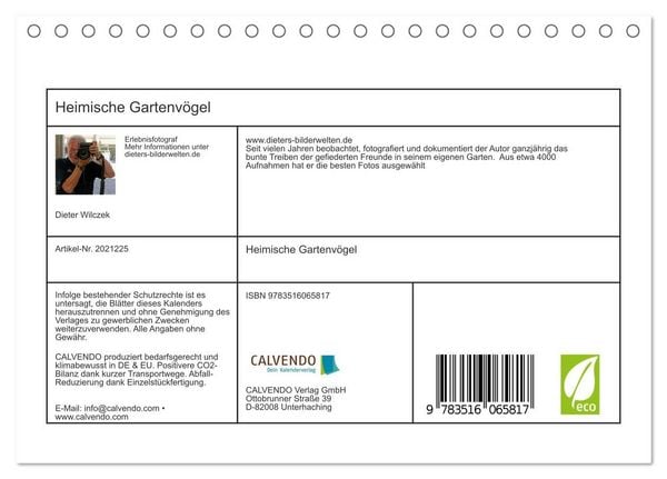 Produktbild: Heimische Gartenv&ouml;gel (Tischkalender 2026 DIN A5 quer), CALVENDO Monatskalender
