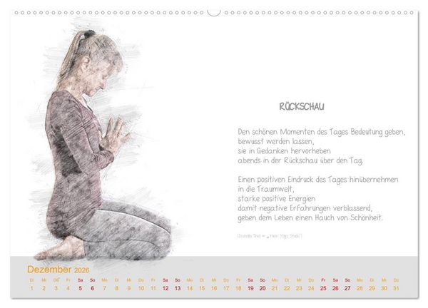 Produktbild: YOGA Inspirationen mit Texten zum Nachdenken (Wandkalender 2026 DIN A2 quer), CALVENDO Monatskalender