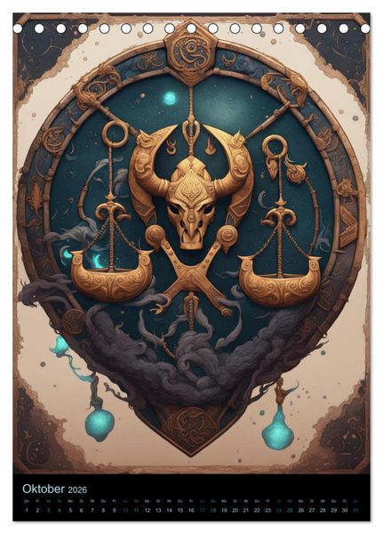 Produktbild: Sternzeichen Nordische Mythology (Tischkalender 2026 DIN A5 hoch), CALVENDO Monatskalender