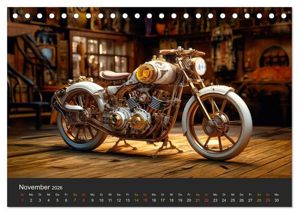 Produktbild: Steampunk Motorr&auml;der (Tischkalender 2026 DIN A5 quer), CALVENDO Monatskalender