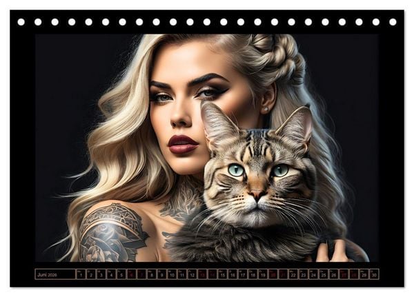 Produktbild: Geheimnisvolle Katzenfrauen (Tischkalender 2026 DIN A5 quer), CALVENDO Monatskalender